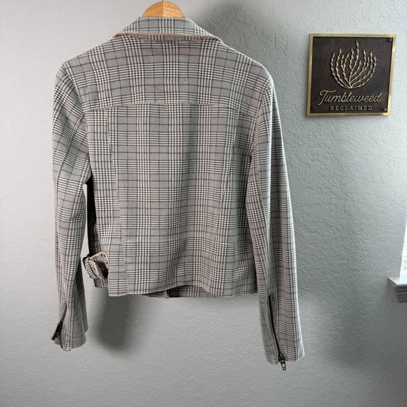 BLANKNYC Plaid Moto Jacket Women's Size Medium Asymmetrical Zip Lined Blazer - Picture 9 of 10